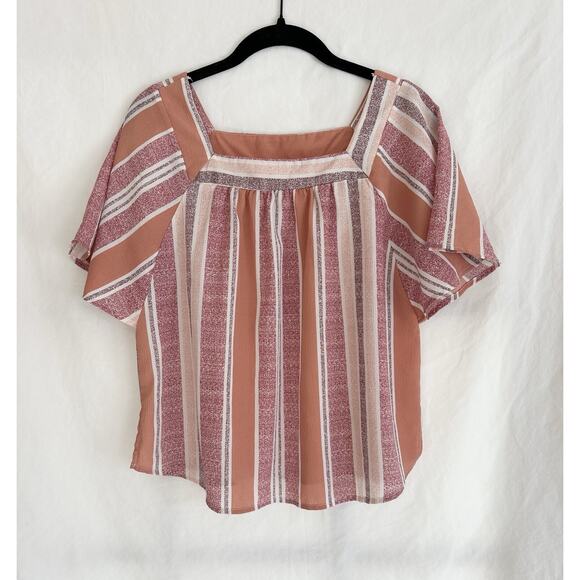 Urban Romantics Women's Small Multicolor Striped Shirt Flowy Sleeve Top - Picture 1 of 5